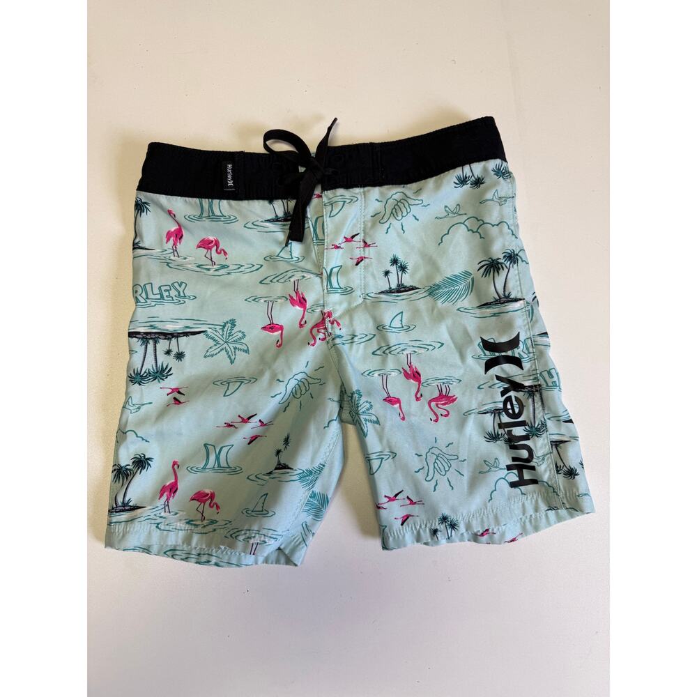 Hurley pink flamingo swim shorts youth size 5